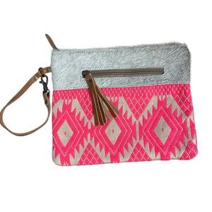 Myra Bag Wristlet Aztec print hot pink boxX